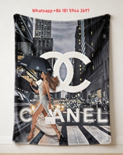 Chanel CC Logo NYC Rainy Night Flannel Throw Blanket IMG_7166